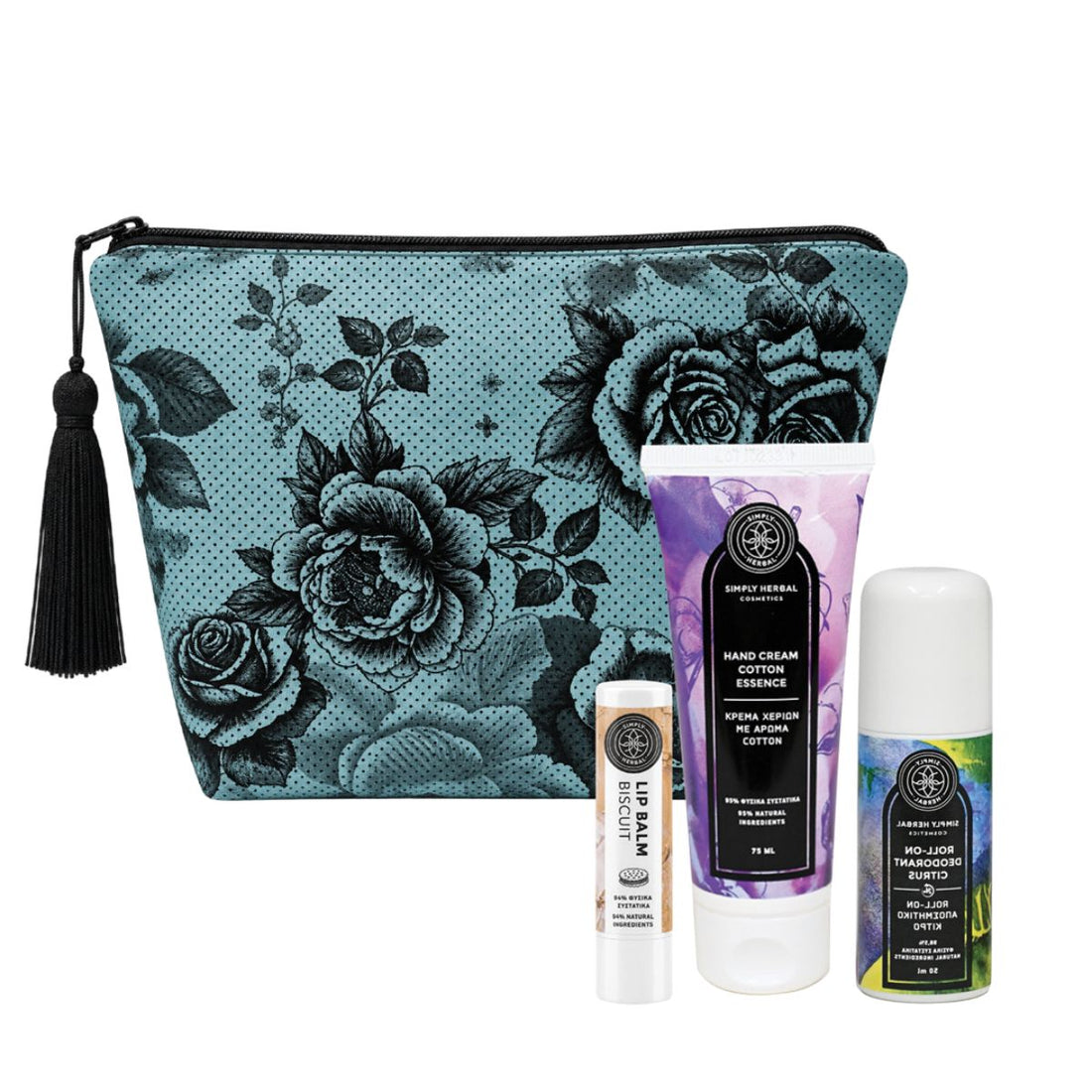 Αποσμητικό Roll-On Κίτρο, Κρέμα Χεριών Cotton &amp; Lip Balm Μπισκότο με Συλλεκτικό Χειμερινό Τσαντάκι (Georgina Trikogia)