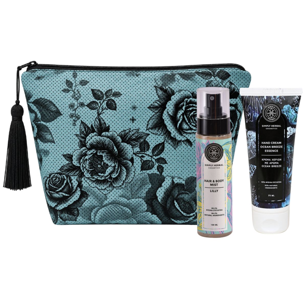 Hair &amp; Body Mist Lilly &amp; Κρέμα Χεριών Αύρα Ωκεανού με Συλλεκτικό Χειμερινό Τσαντάκι (Georgina Trikogia)