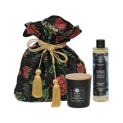 Limited Edition - Αρωματικό Κερί Σόγιας Κέδρος &amp; Αφρόλουτρο Αύρα Ωκεανού με Pouch Bag (Georgina Trikogia)